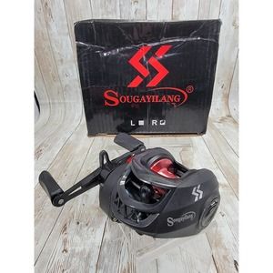 Sougayilang Portable Aluminum Baitcasting Fishing Reel Lightweight Black 7.2:1